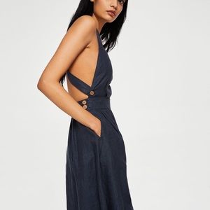 Mango Linen-blend midi dress